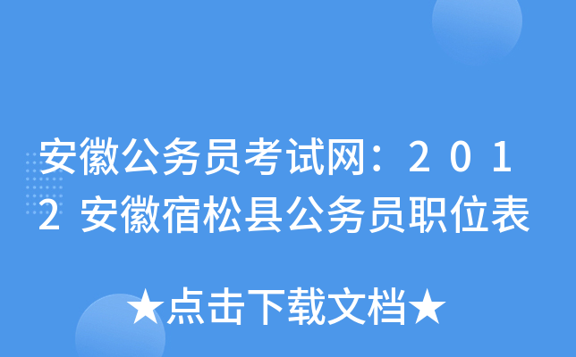 安徽公务员考试网：2012安徽宿松县公务员职位表
