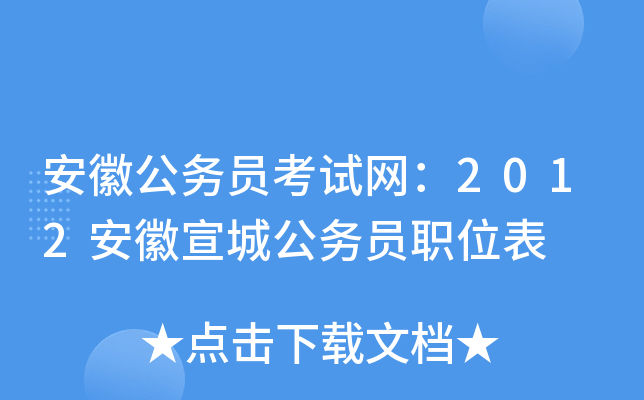 安徽公务员考试网：2012安徽宣城公务员职位表