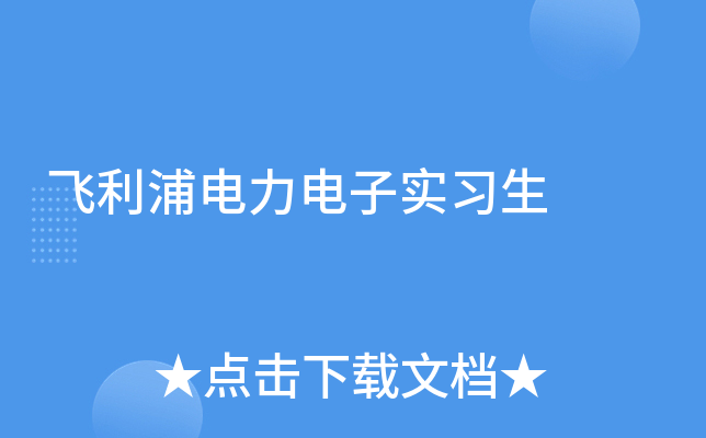 飞利浦电力电子实习生