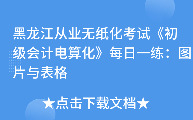 黑龙江从业无纸化考试《初级会计电算化》每日一练：图片与表格