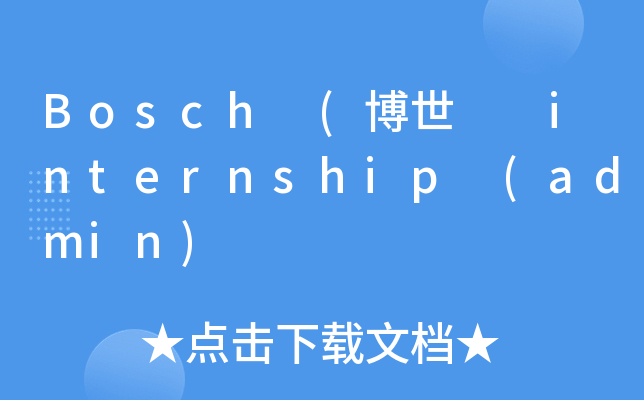 Bosch (博世  internship (admin)