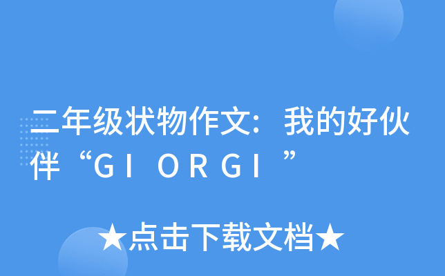 二年级状物作文:我的好伙伴“GIORGI”
