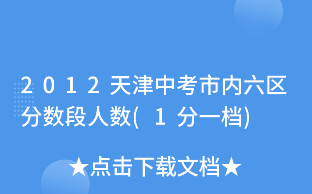 2012天津中考市内六区分数段人数(1分一档)