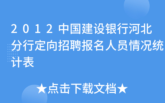 2012中国建设银行河北分行定向招聘报名人员情况统计表