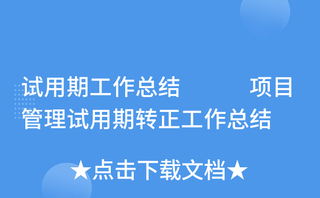 试用期工作总结   项目管理试用期转正工作总结