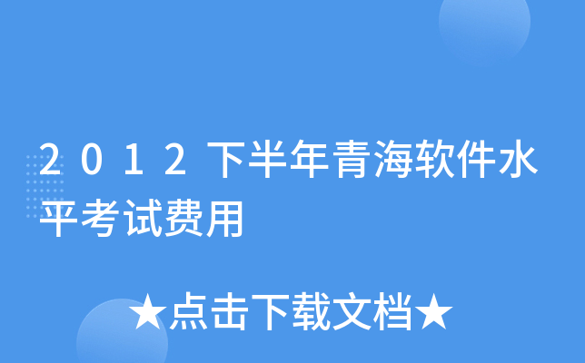 2012下半年青海软件水平考试费用