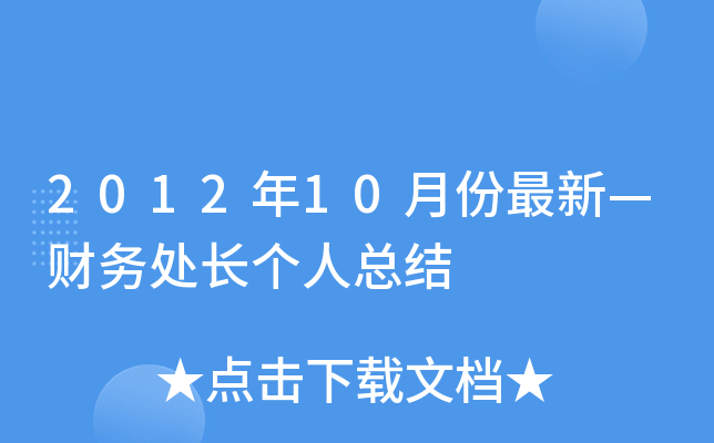 2012年10月份最新—财务处长个人总结