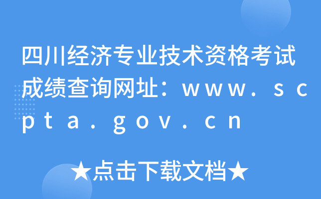 四川经济专业技术资格考试成绩查询网址：www.scpta.gov.cn