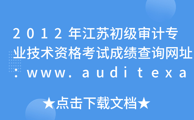 2012年江苏初级审计专业技术资格考试成绩查询网址：www.auditexam.cn