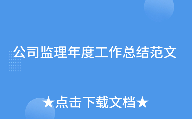 公司监理年度工作总结范文