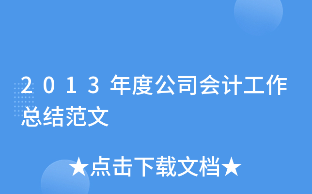 2013年度公司会计工作总结范文