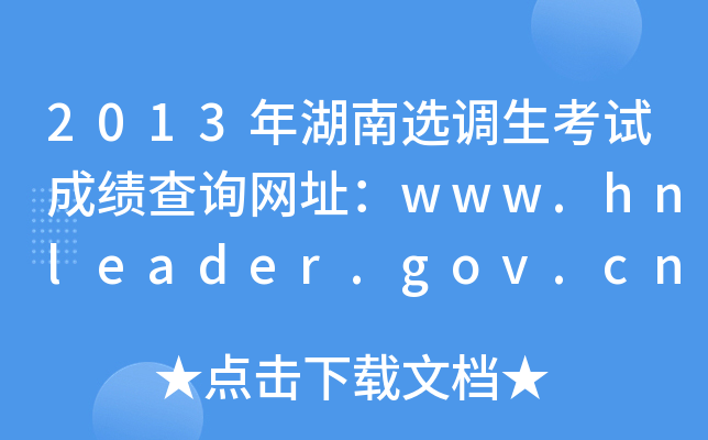 2013x{(dio)ԇɿ(j)ԃW(wng)ַwww.hnleader.gov.cn