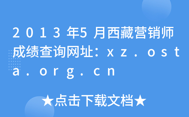2013年5月西藏营销师成绩查询网址：xz.osta.org.cn