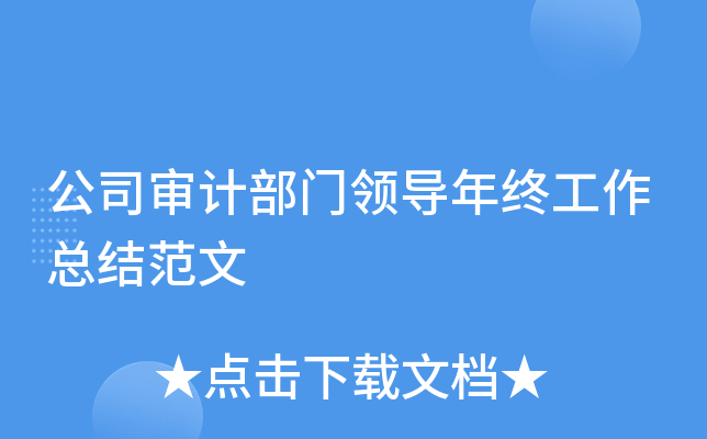 公司审计部门领导年终工作总结范文