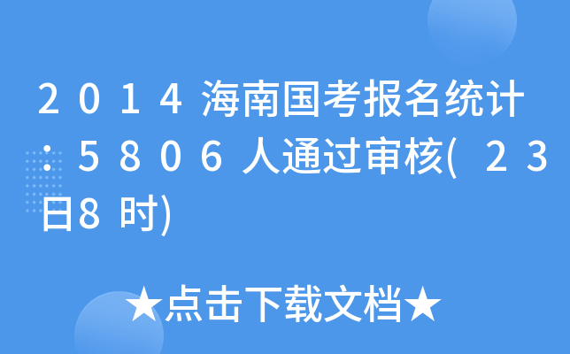 2014海南国考报名统计：5806人通过审核(23日8时)