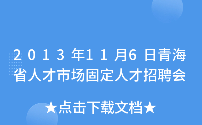 2013年11月6日青海省人才市场固定人才招聘会