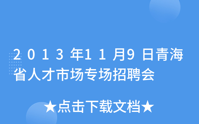 2013年11月9日青海省人才市场专场招聘会