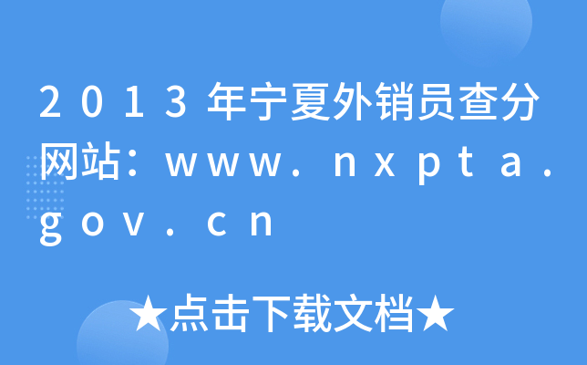 2013年宁夏外销员查分网站：www.nxpta.gov.cn