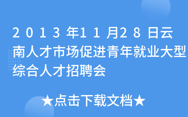 2013年11月28日云南人才市场促进青年就业大型综合人才招聘会