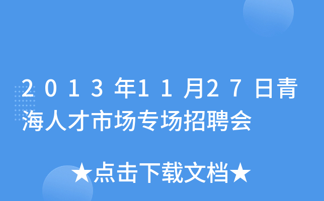 2013年11月27日青海人才市场专场招聘会