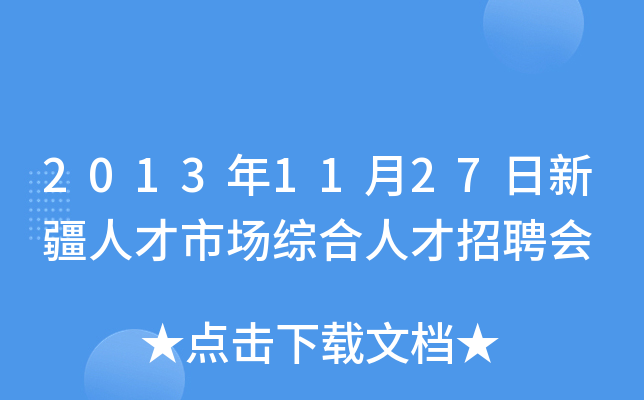 2013年11月27日新疆人才市场综合人才招聘会