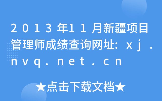 2013年11月新疆项目管理师成绩查询网址:xj.nvq.net.cn
