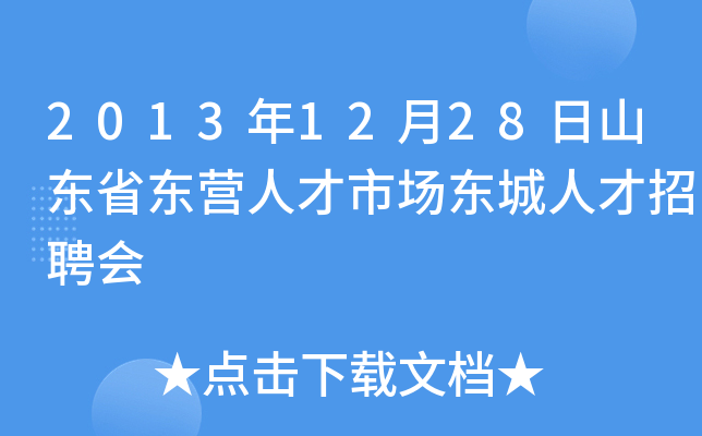 2013年12月28日山东省东营人才市场东城人才招聘会