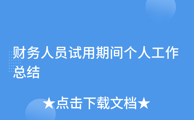 财务人员试用期间个人工作总结