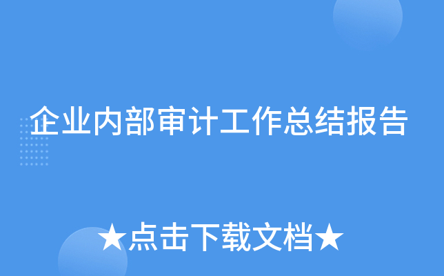 企业内部审计工作总结报告