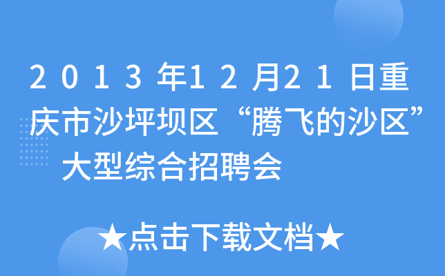 2013年12月21日重庆市沙坪坝区“腾飞的沙区” 大型综合招聘会