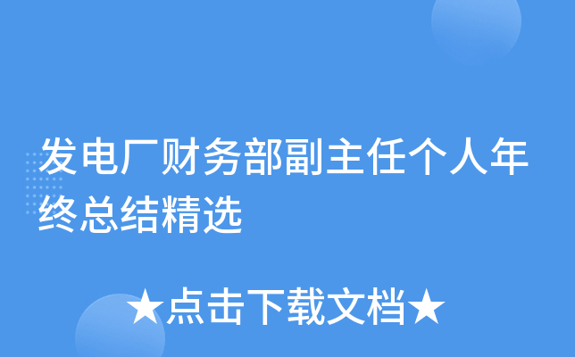 发电厂财务部副主任个人年终总结精选