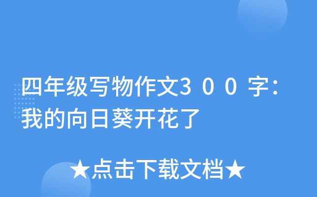 四年级写物作文300字：我的向日葵开花了