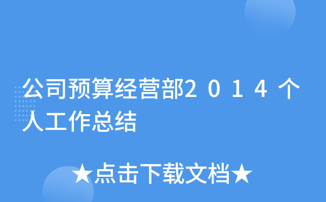 公司预算经营部2014个人工作总结