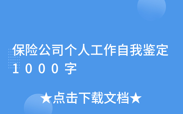 保险公司个人工作自我鉴定1000字