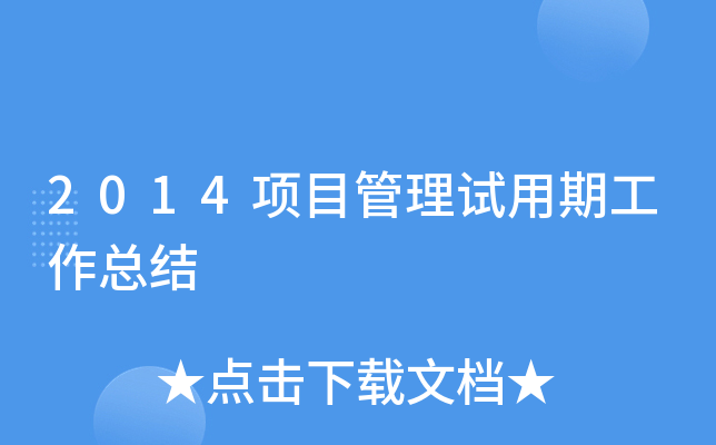 2014项目管理试用期工作总结