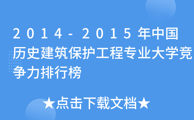 2014-2015年中国历史建筑保护工程专业大开云kaiyun(中国)竞争力排行榜