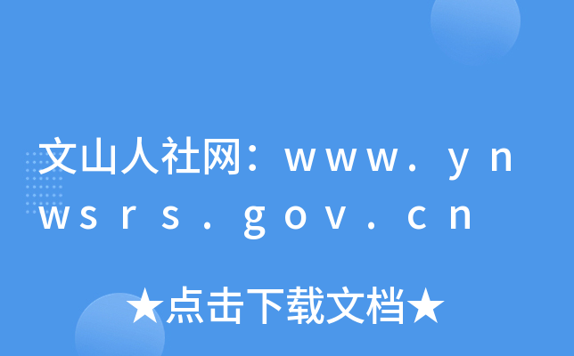 文山人社网：www.ynwsrs.gov.cn