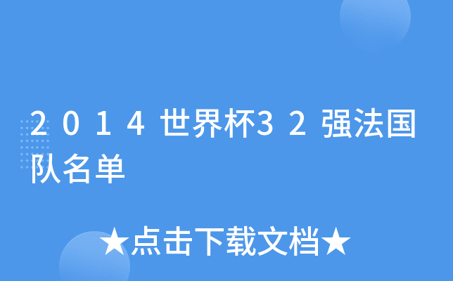 2014世界杯32强法国队名单