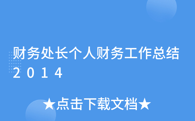 财务处长个人财务工作总结2014