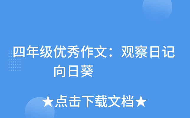 四年级优秀作文：观察日记   向日葵