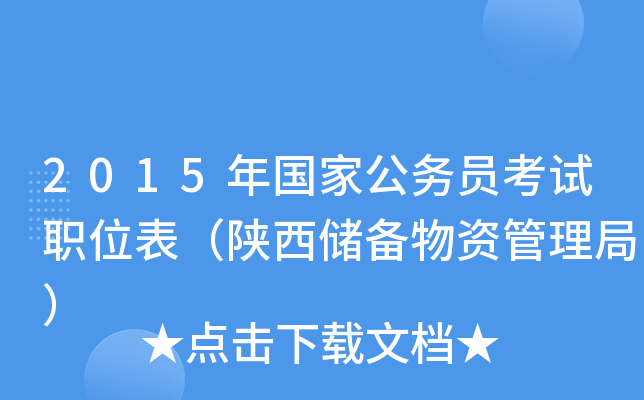 2015年国家公务员考试职位表（陕西储备物资管理局）