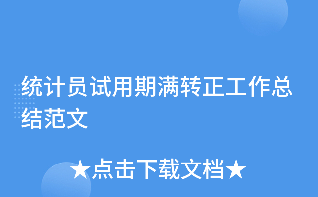 统计员试用期满转正工作总结范文