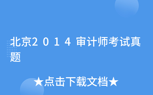 北京2014审计师考试真题