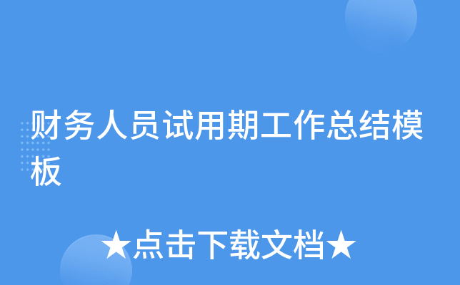 财务人员试用期工作总结模板