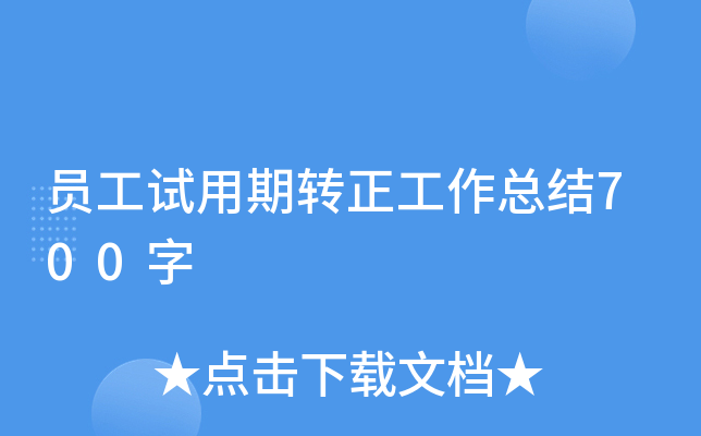 员工试用期转正工作总结700字
