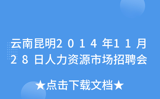 云南昆明2014年11月28日人力资源市场招聘会