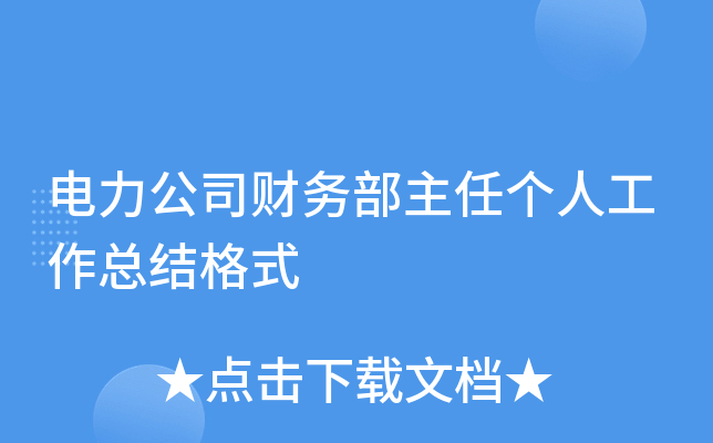 电力公司财务部主任个人工作总结格式