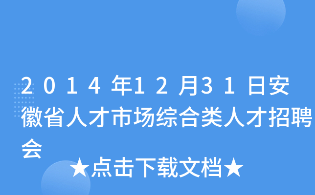 2014年12月31日安徽省人才市场综合类人才招聘会