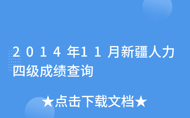 2014年11月新疆人力四级成绩查询