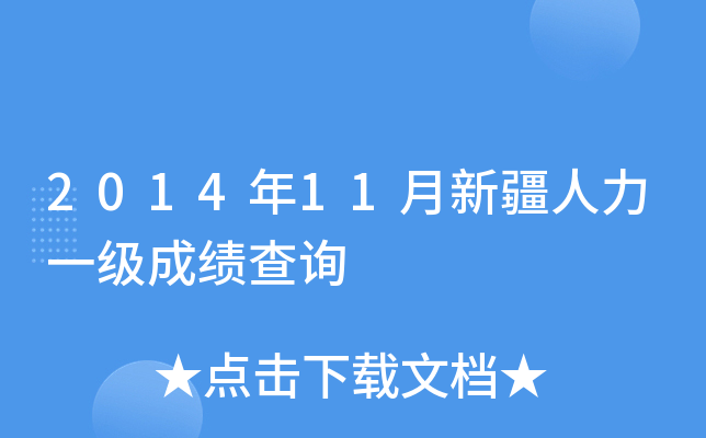 2014年11月新疆人力一级成绩查询